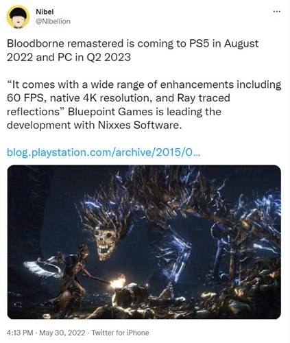 Sorry, Bloodborne Remastered Isn't A Real Thing